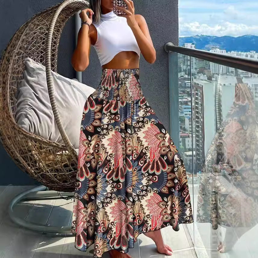 Jupe maxi boho pour femme avec taille élastique Chic und Stil