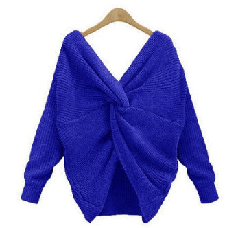 Pull en tricot pour femmes avec un design de dos unique et un décolleté en V profond Chic und Stil