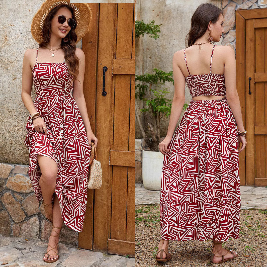 Robe maxi à fente haute bohème pour femmes Chic und Stil