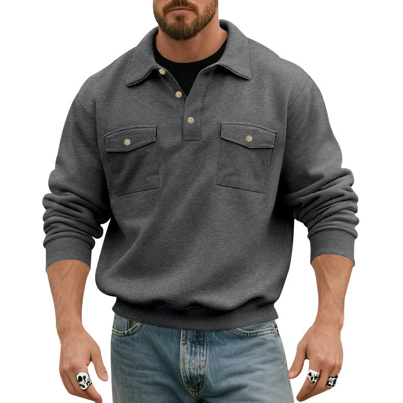 Comfortable fleece pullover for men with practical chest pockets Chic and Style