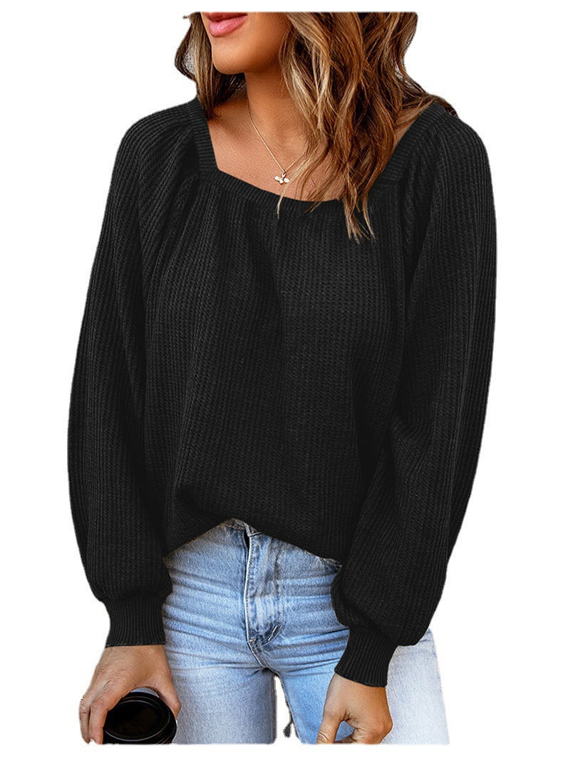 Pull en tricot surdimensionné pour femmes avec un décolleté ouvert et des manches bouffantes Chic und Stil