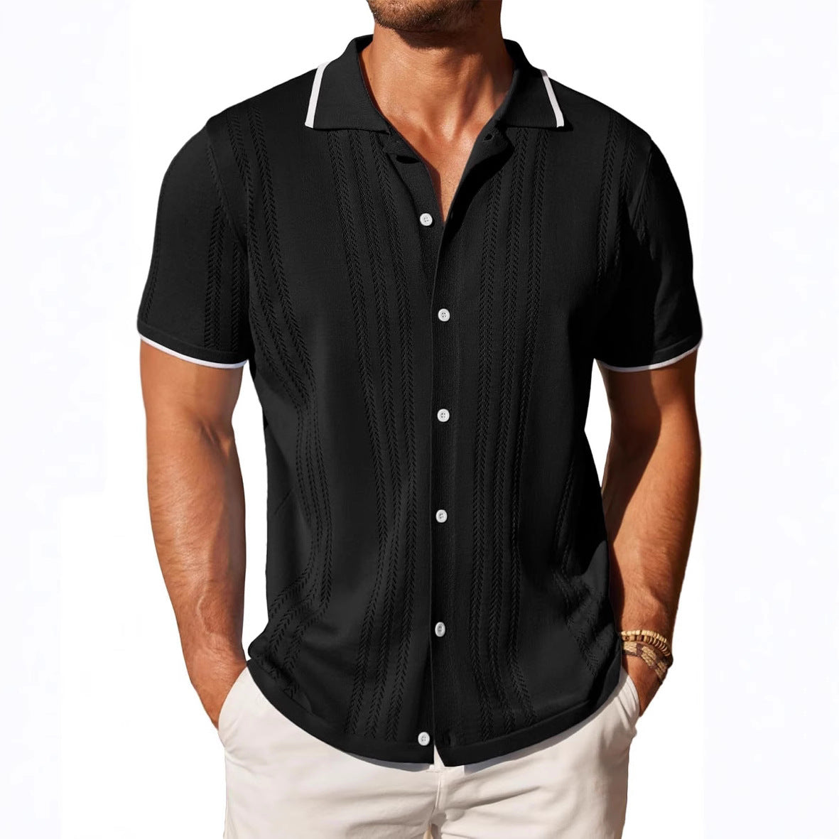 Chemise à manches courtes pour hommes avec motif texturé Chic und Stil
