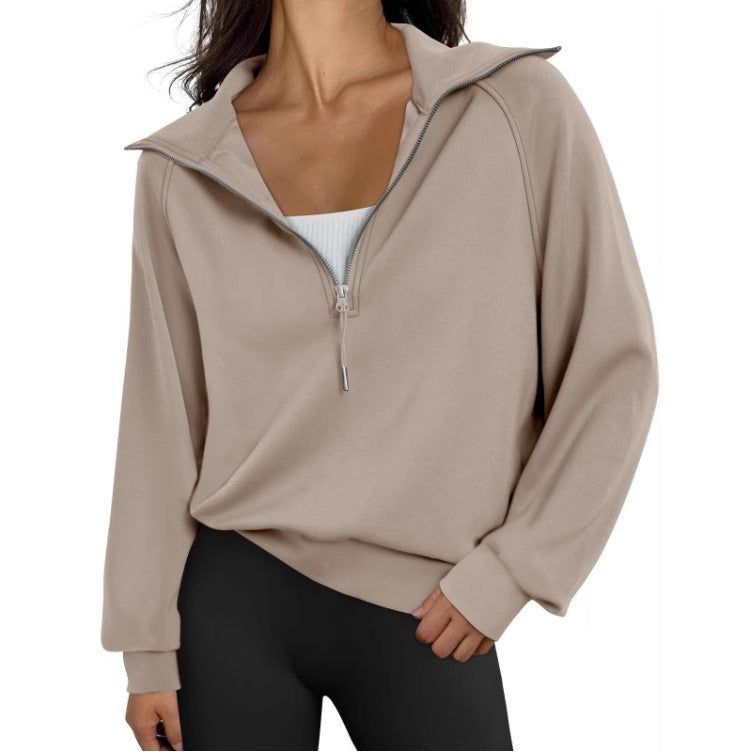 Pull-over décontracté pour dames avec col montant et zip Chic und Stil