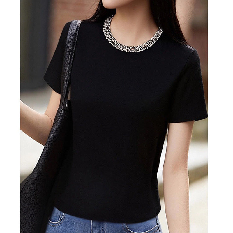 Blouse à col orné à manches courtes pour femmes Chic und Stil