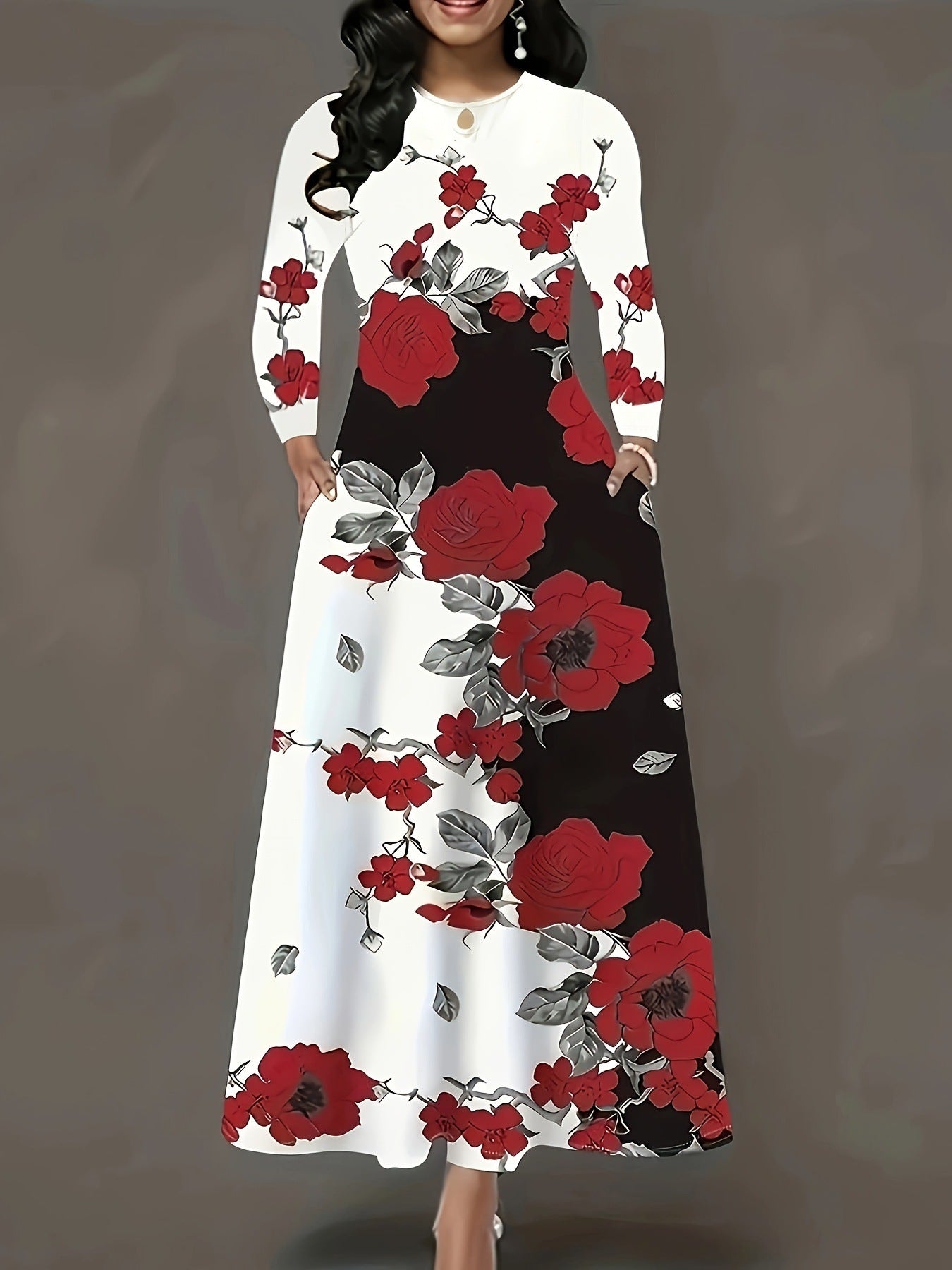 Robe maxi femme avec un design floral et des poches pratiques Chic und Stil