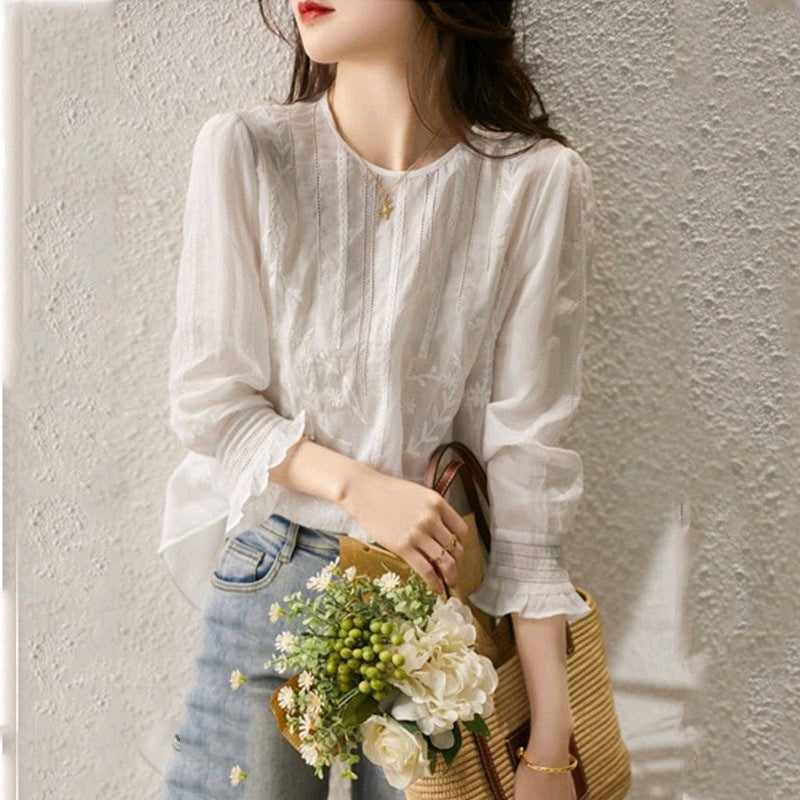 Chemise brodée transparente pour femmes Chic und Stil