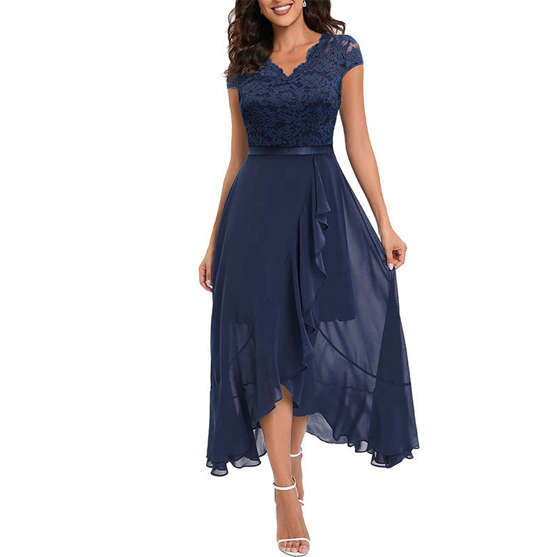 Robe de soirée à volants en dentelle pour femmes Chic und Stil