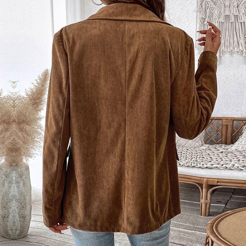 Veste de blazer pour femmes au style côtelé tendance avec deux boutons Chic und Stil
