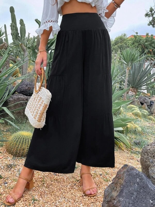 Pantalon d'été ample pour femmes avec taille élastique et coupe fluide Chic und Stil