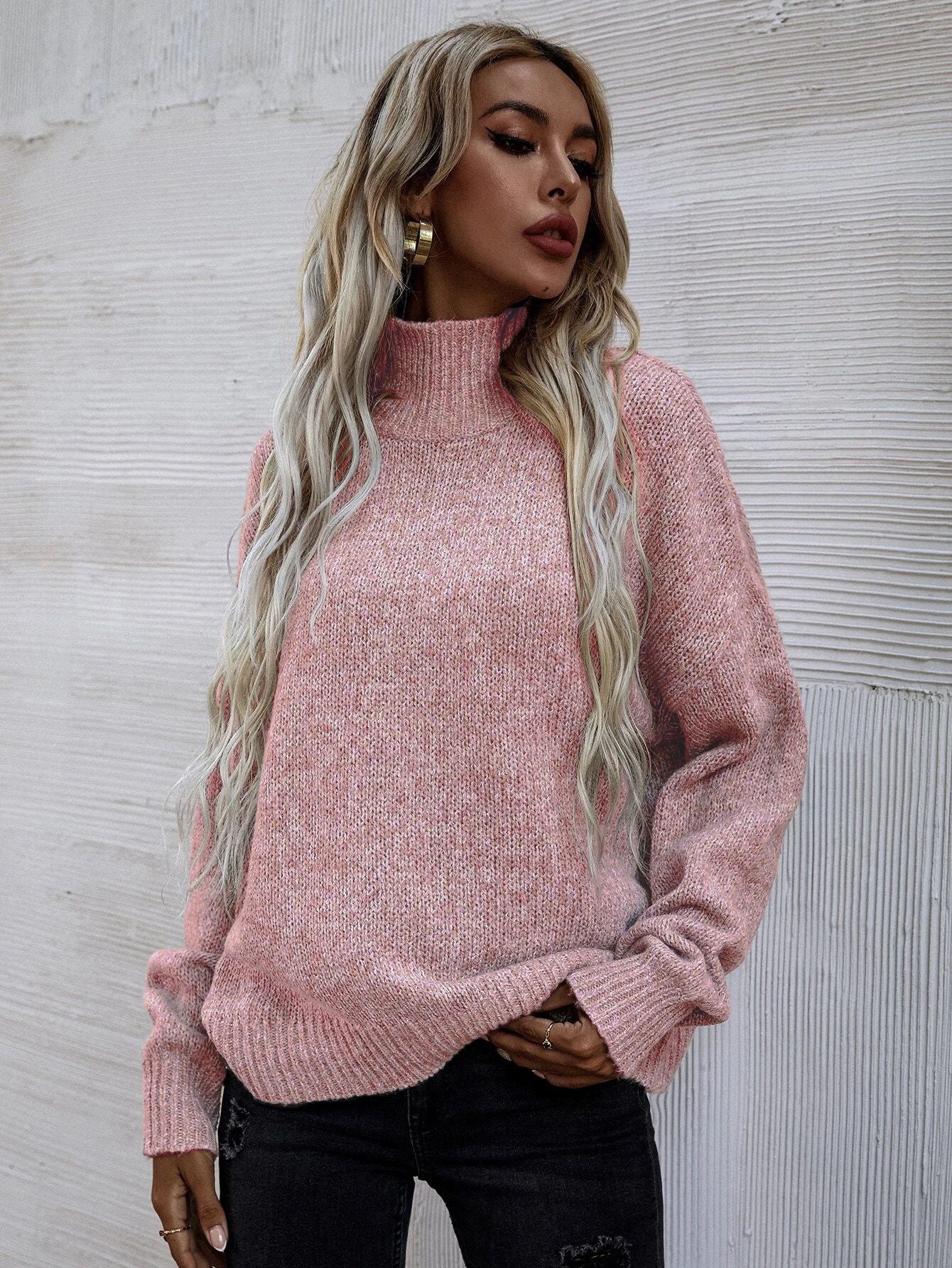 Pull en tricot surdimensionné pour femmes avec col haut et motif texturé doux Chic und Stil