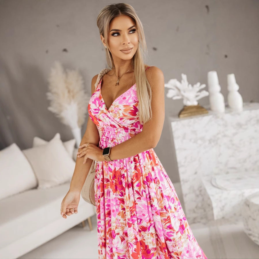 Robe Maxi pour femmes avec imprimé de feuilles tropicales Chic und Stil