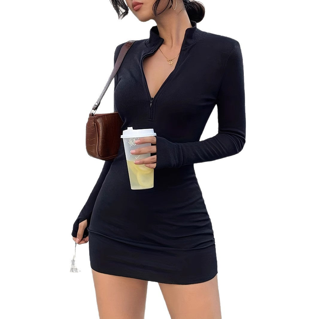 Robe mini sportive pour femme avec col montant et fermeture éclair Chic und Stil