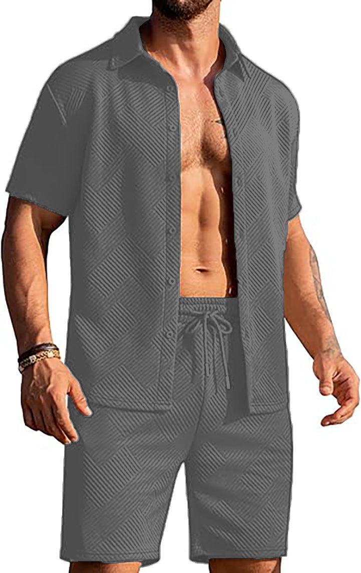 Shorts modernes pour hommes et ensemble haut avec design texturé Chic und Stil
