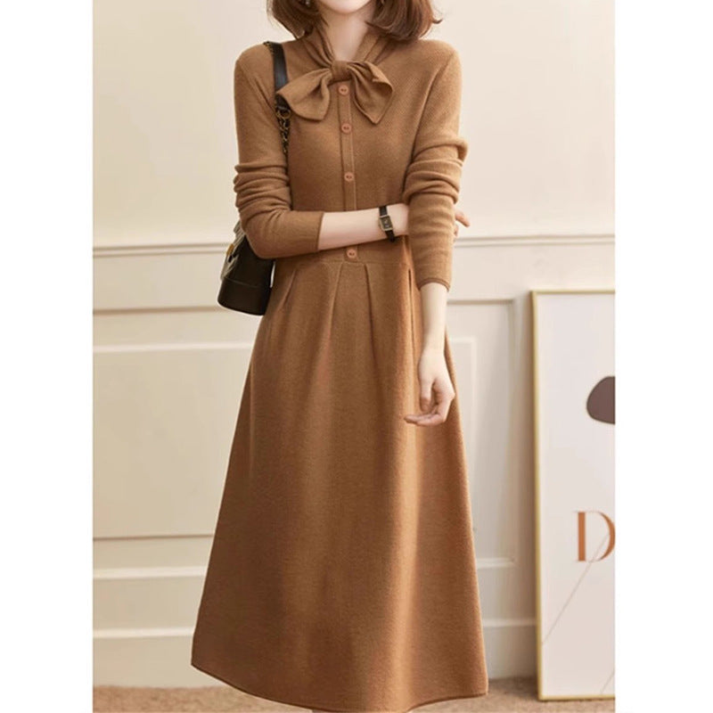 Robe midi à manches longues avec nœud pour femmes Chic und Stil