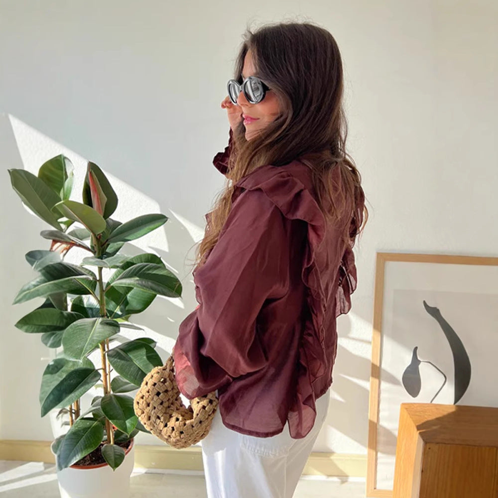 Blouse à volants pour femmes en tissu léger Chic und Stil