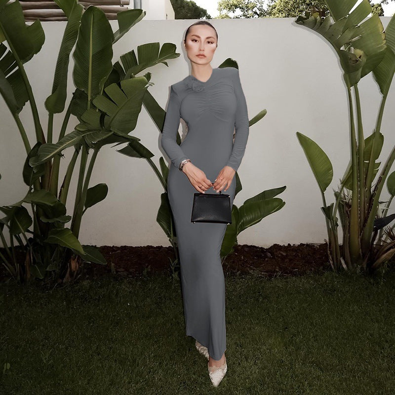 Dames Robe portefeuille longue élégante avec détails volantés Chic und Stil
