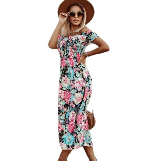 Chic and stylish off shoulder floral maxi dress for women