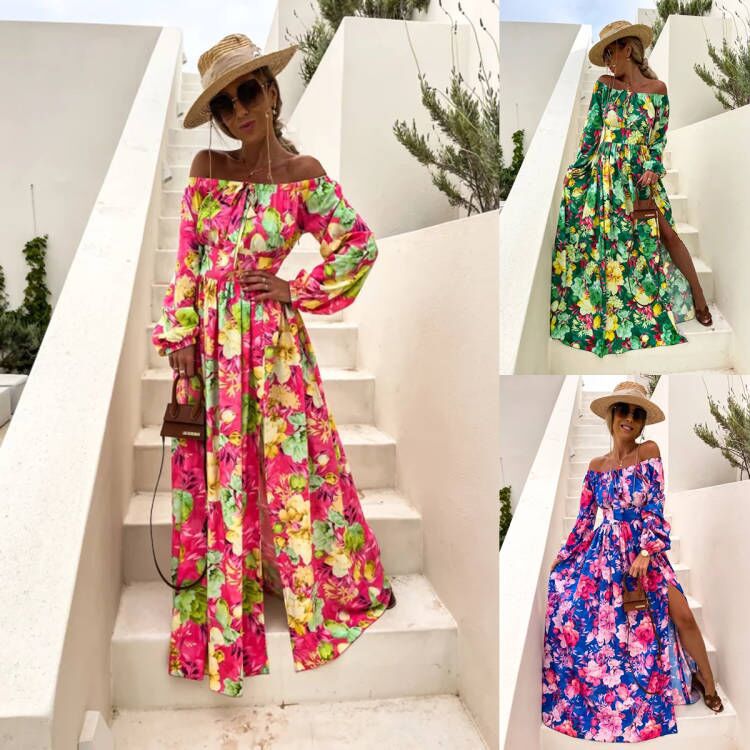 Chic and stylish off shoulder floral maxi dress for women