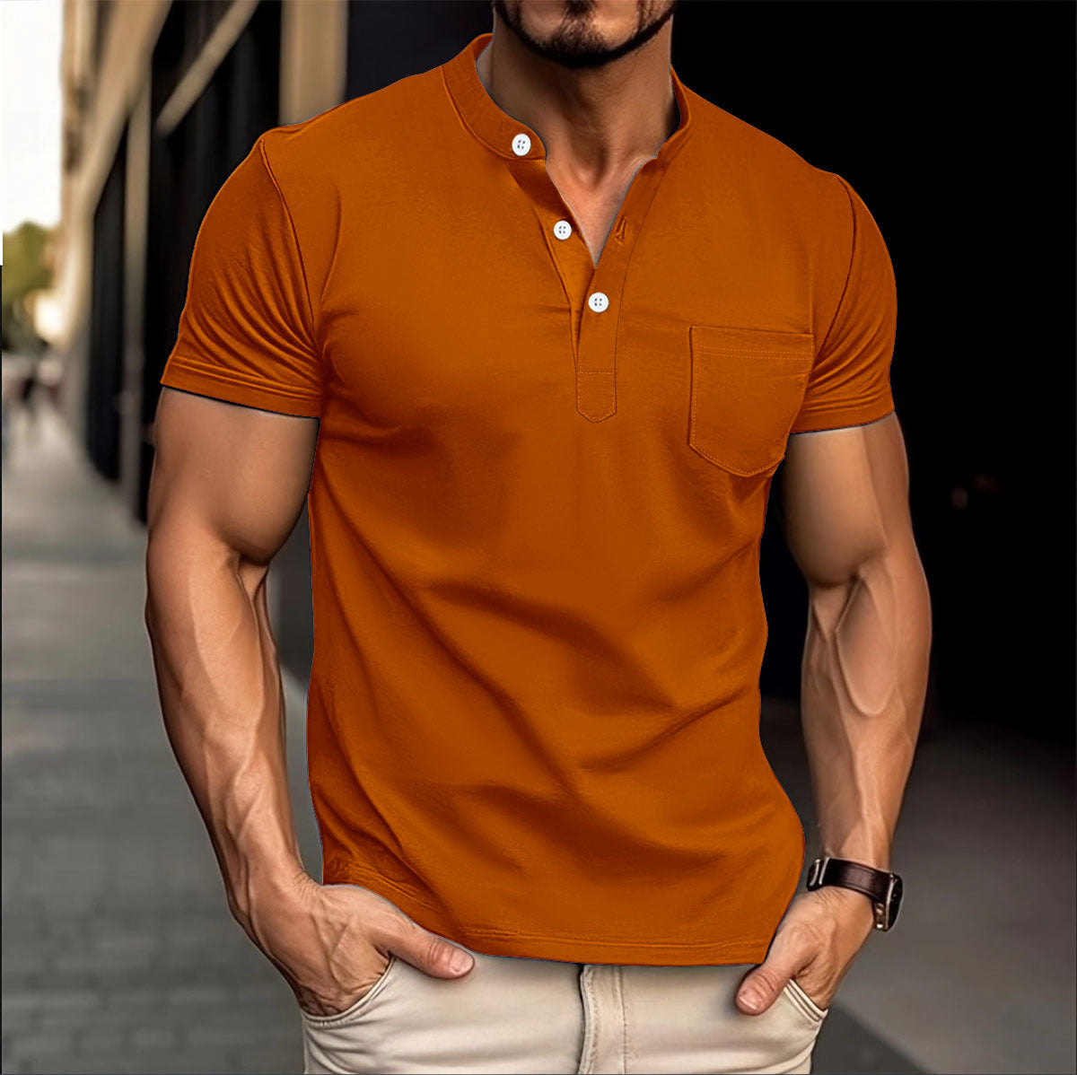 Polo pour hommes avec un col moderne et des détails de boutons Chic und Stil