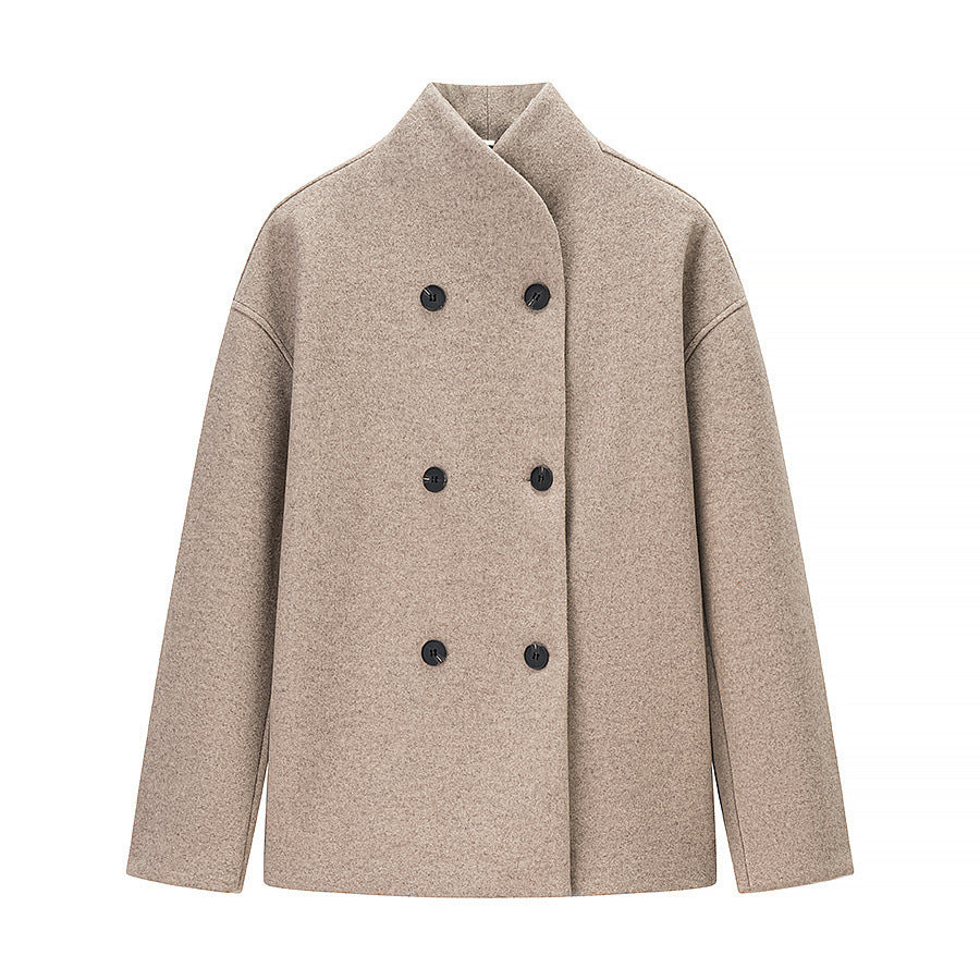 Elegant winter jacket for women with double-breasted buttons and high collar Chic und Stil