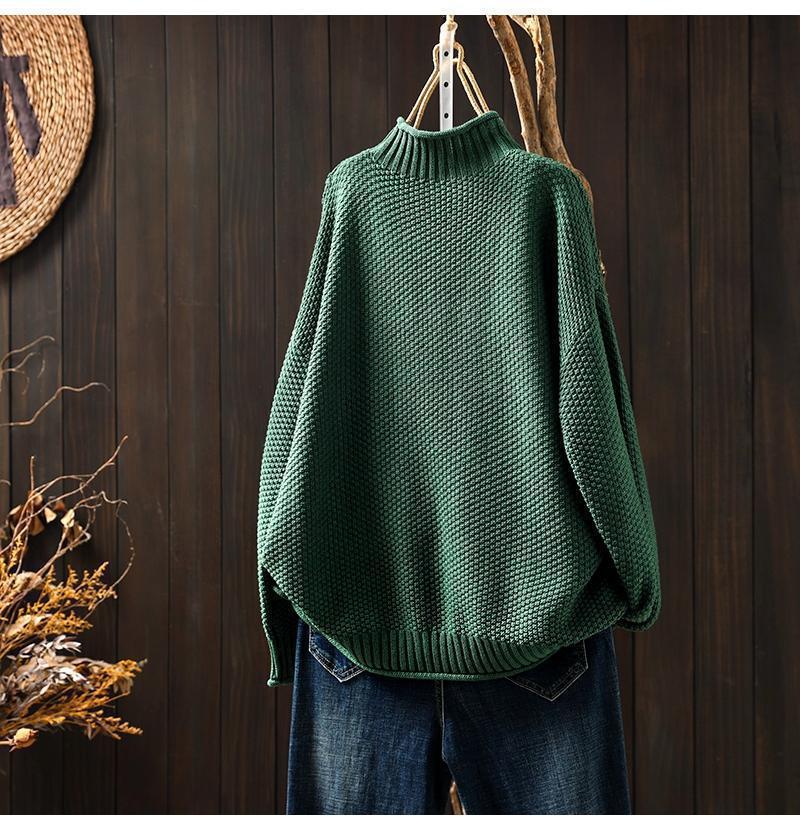 Pull en tricot oversized pour femmes avec col montant Chic und Stil