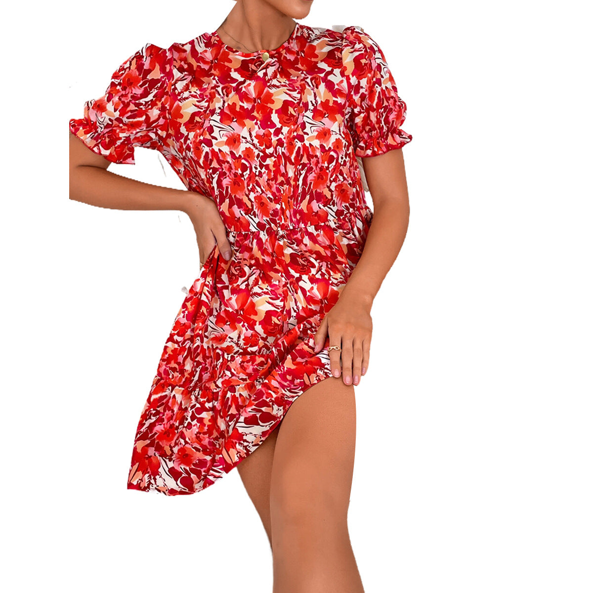 Robe maxi décontractée pour femmes avec décolleté en forme de cœur et jupe fluide Chic und Stil