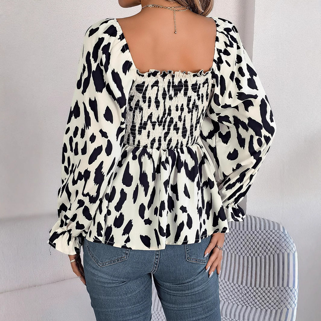 Chemisier à lacets pour dames avec une coupe ample et un imprimé animal à la mode Chic und Stil