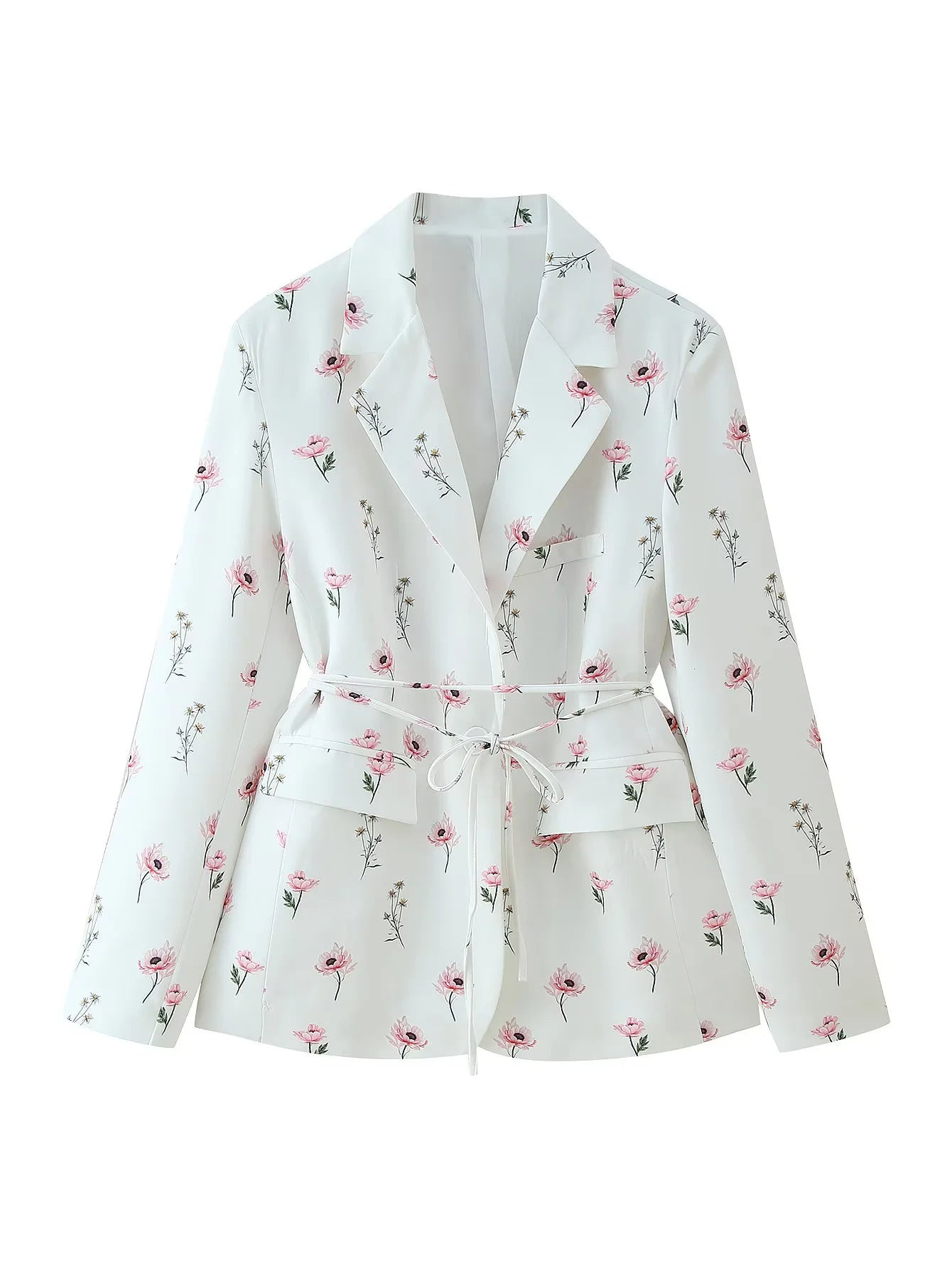 Blazer ajusté pour femmes avec motif floral et ceinture à nouer Chic und Stil