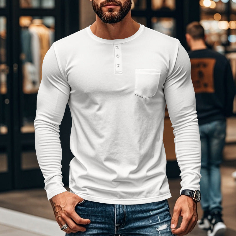 Chemise à manches longues pour hommes avec patte de boutonnage et poche poitrine Chic und Stil
