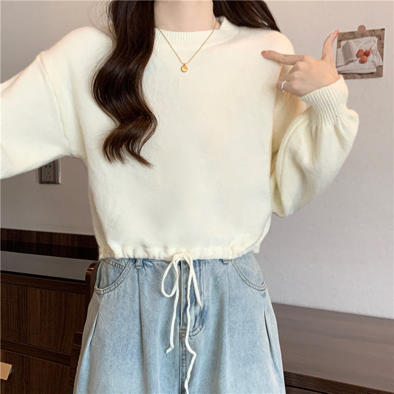 Pull décontracté pour femmes avec cordon de serrage et manches volumineuses Chic und Stil