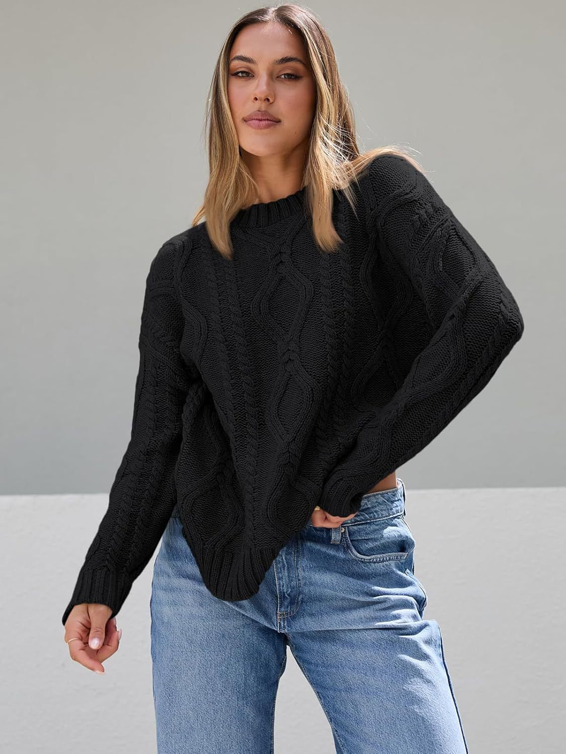 Pull en tricots épais pour femmes avec motif ondulé et coupe ample Chic und Stil