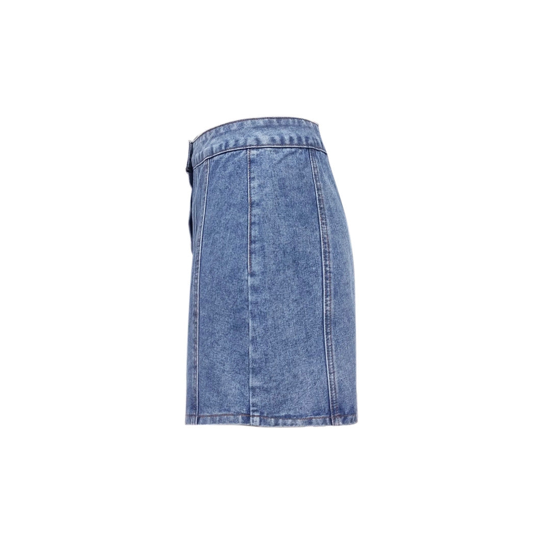 Jupe en jean pour femmes avec détail bouton et ourlet évasé Chic und Stil