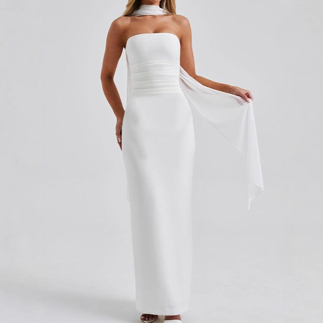 Robe Maxi sans bretelles pour femmes avec accents de manches transparentes et coupe ajustée Chic und Stil