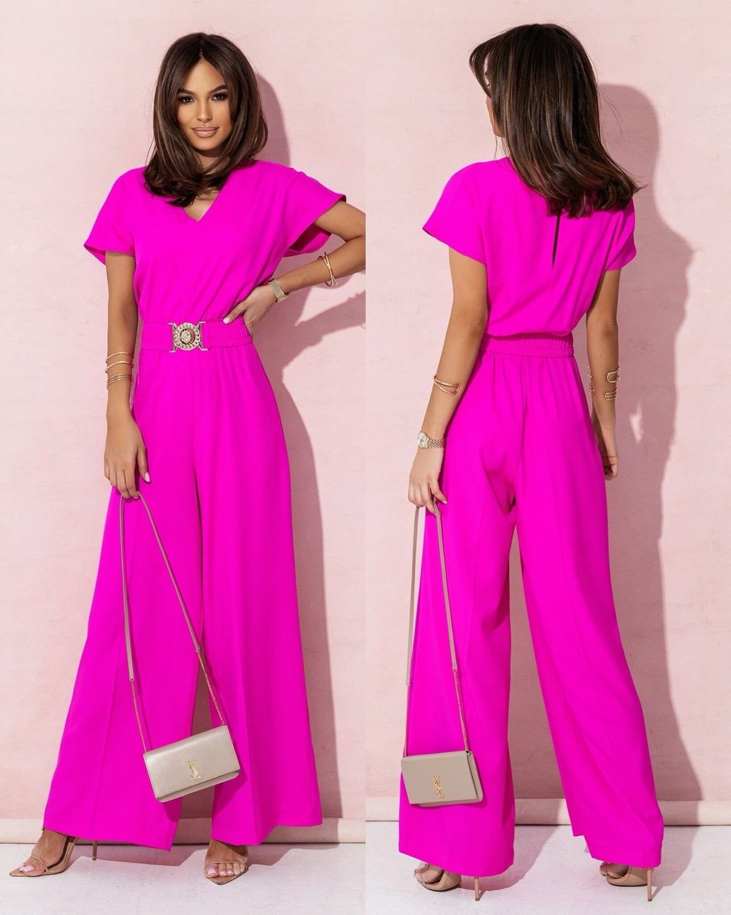 Women's jumpsuit with wide leg and belt Chic und Stil