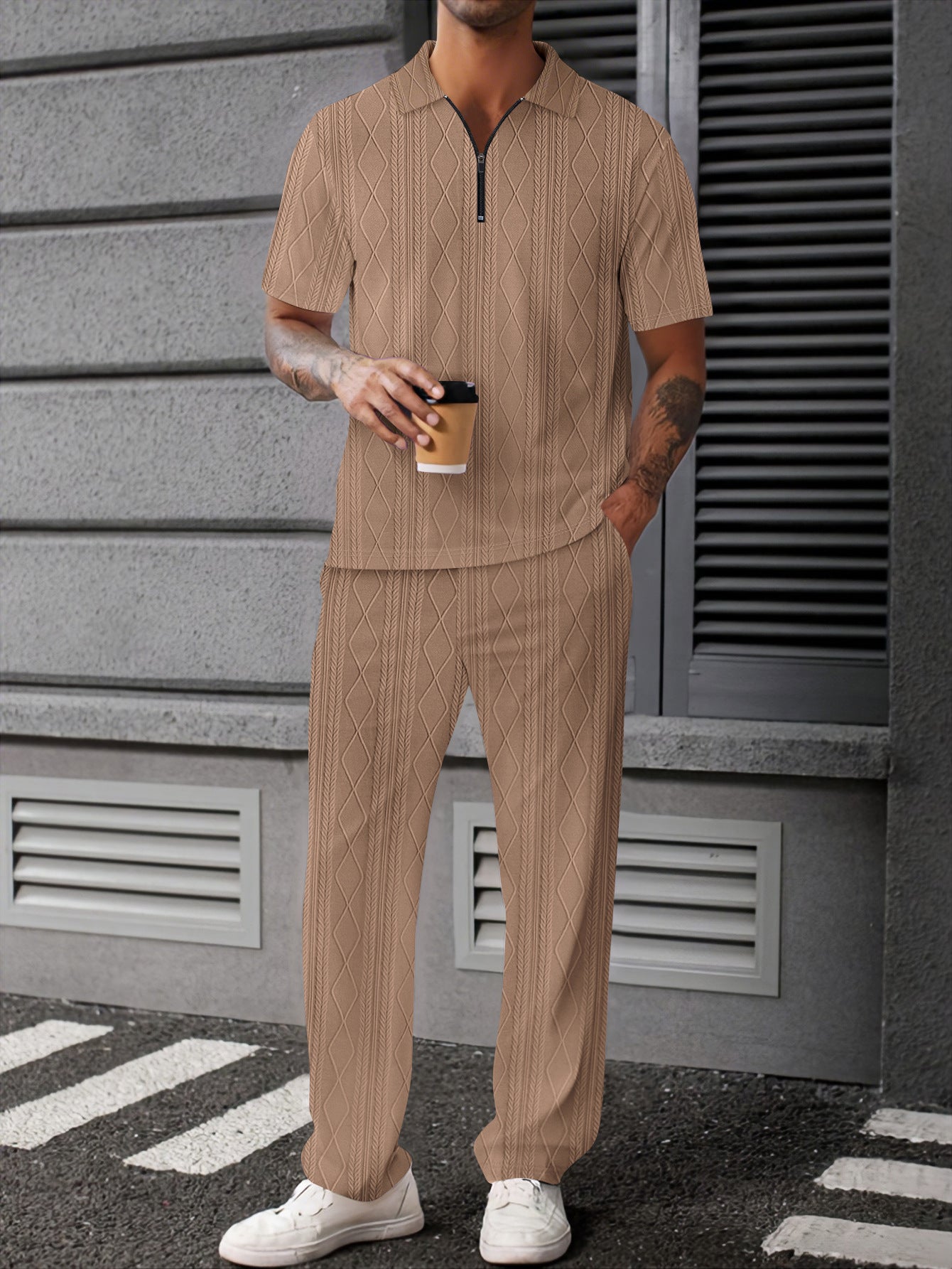 Hommes ensemble polo en tricot élégant Chic und Stil