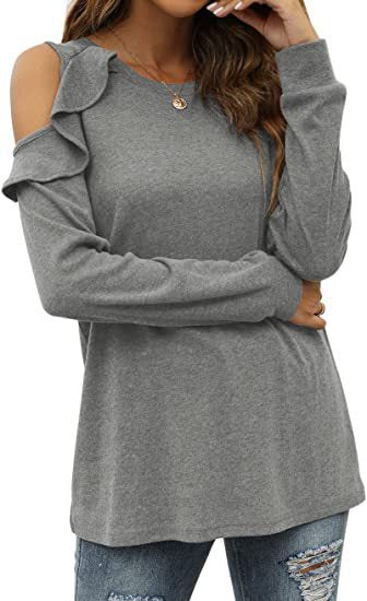 T-shirt à manches longues pour femmes avec des manches découpées et un détail volant Chic und Stil