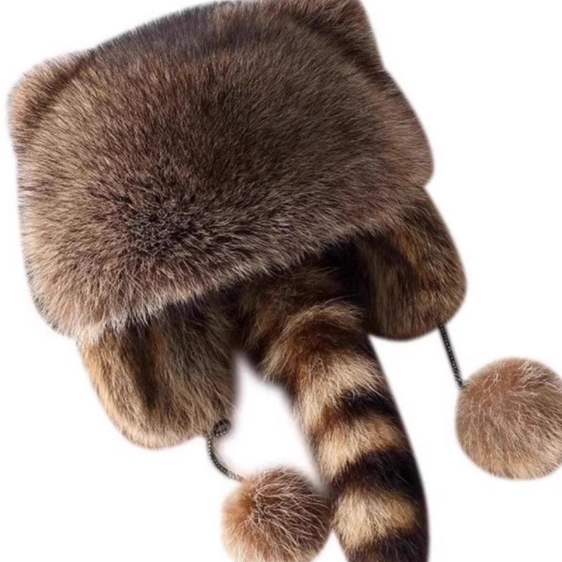 Women Cozy faux fur hat with side pom poms Chic and Style