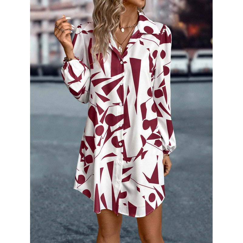 Robe à boutons pour femme à imprimé géométrique Chic und Stil