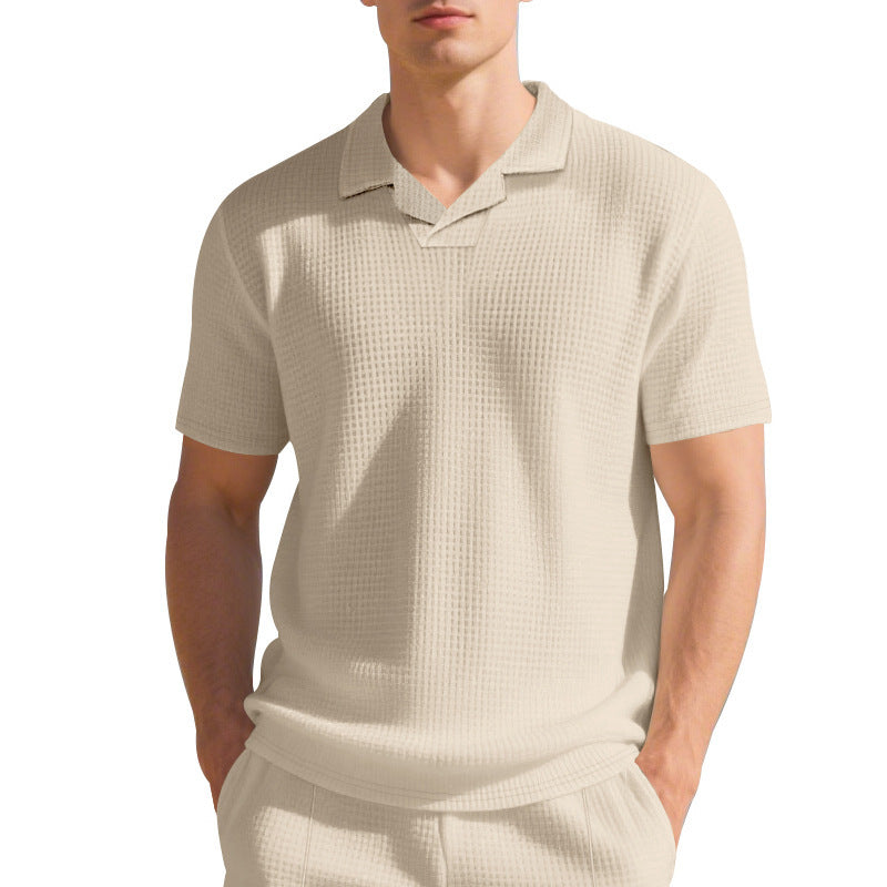 Polo décontracté pour hommes en matériau respirant avec design structuré Chic und Stil