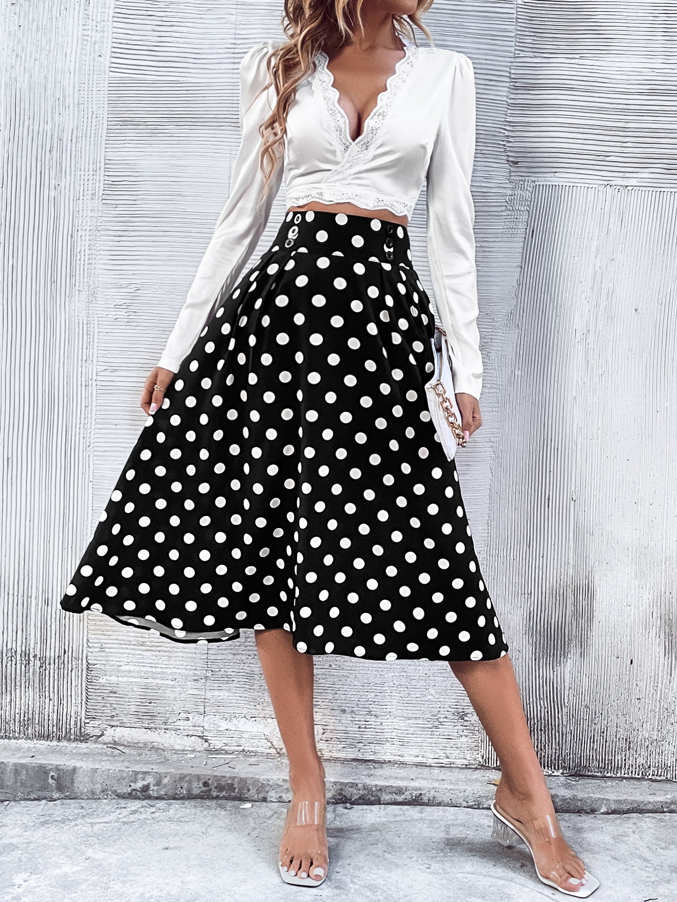 Rochet pour femmes avec des pois et des poches pratiques Chic und Stil