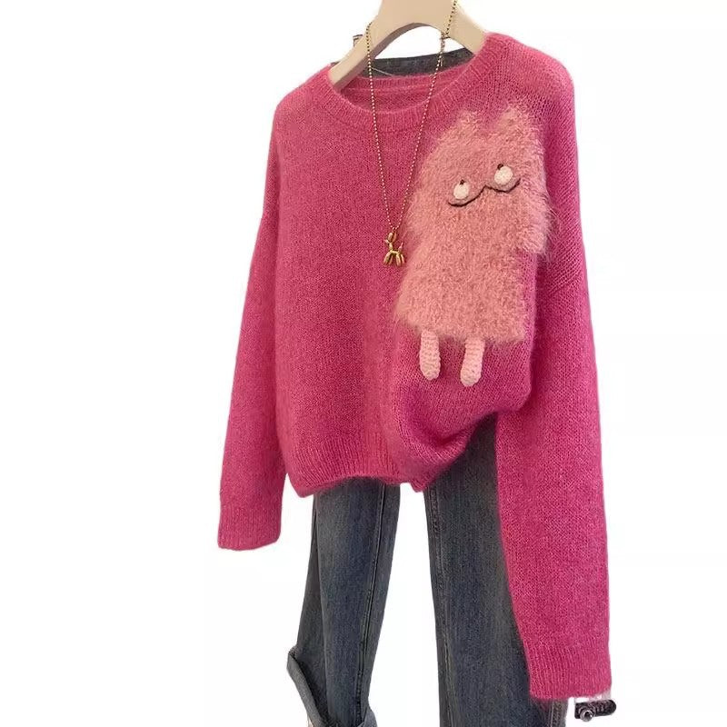 Sweater graphique cartoon douillet pour femmes Chic und Stil