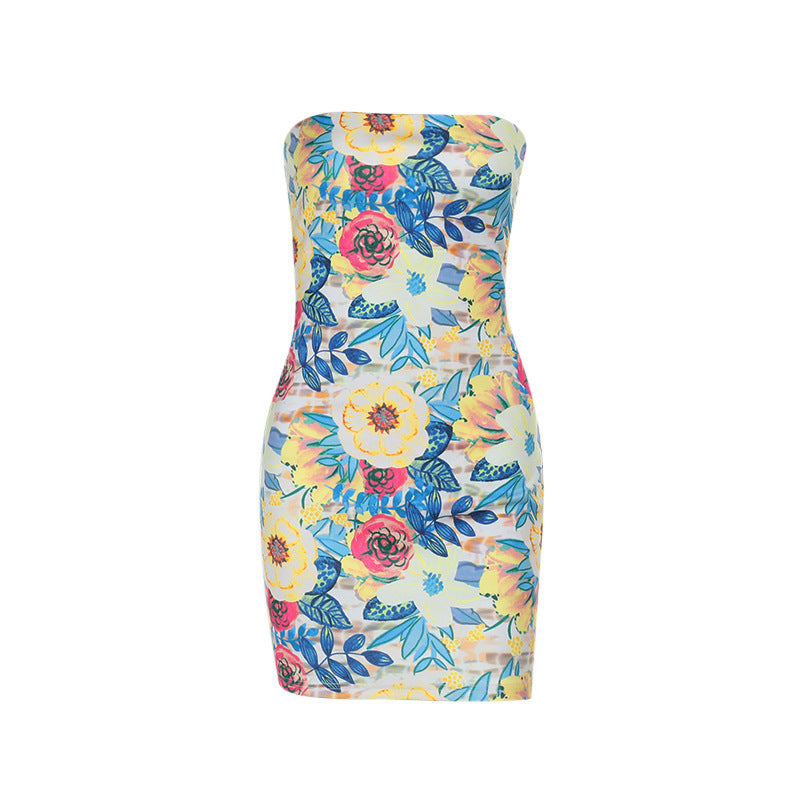 Robe mini bodycon sans bretelles à imprimé floral Chic und Stil