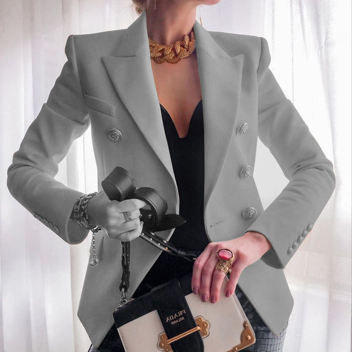 Blazer Chic und Stil élégant pour femmes à double boutonnage