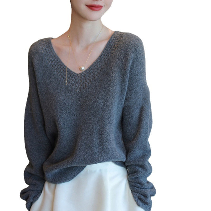 Pull élégant en tricot à col en V pour femmes Chic und Stil