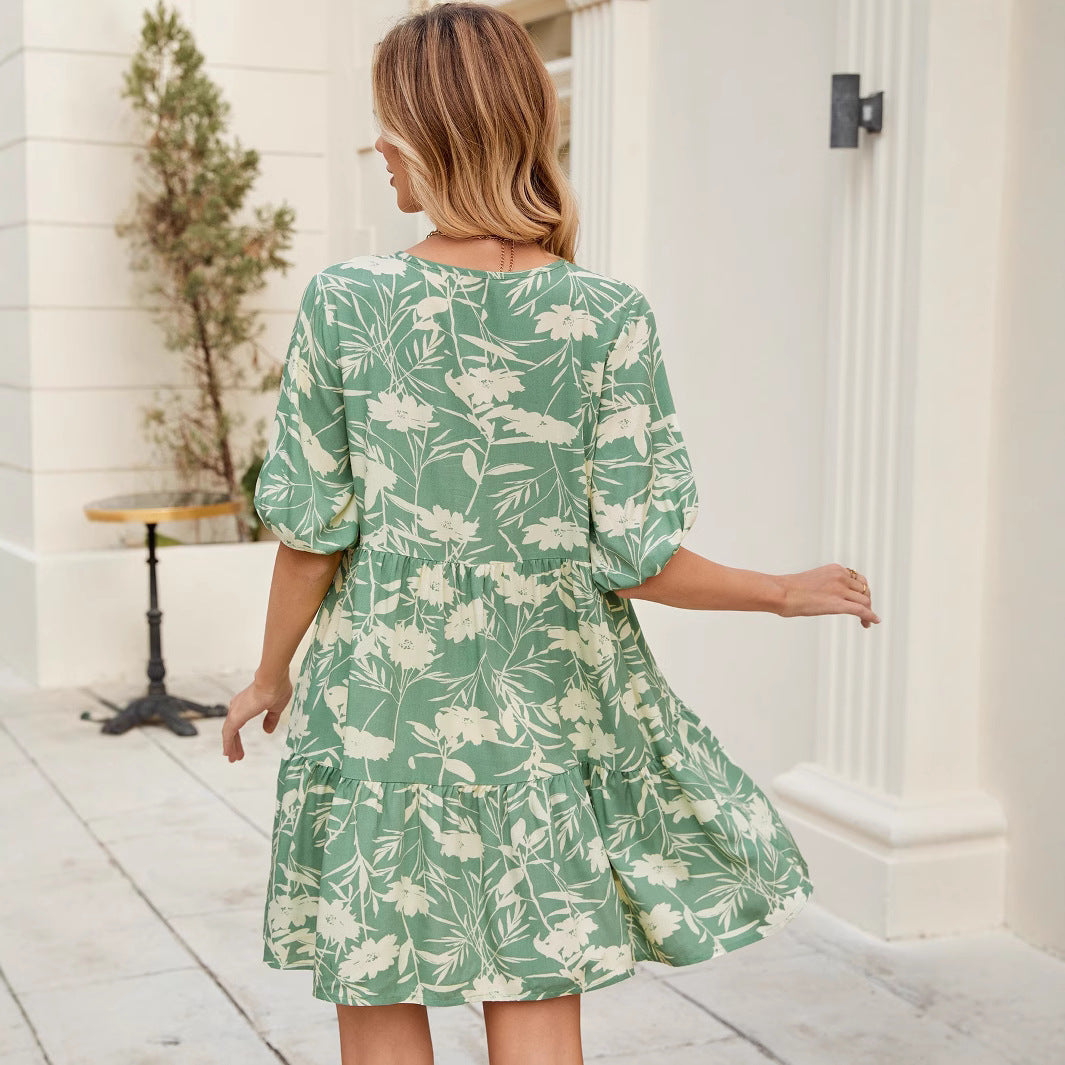 Robe fleurie à volants pour femmes Chic und Stil