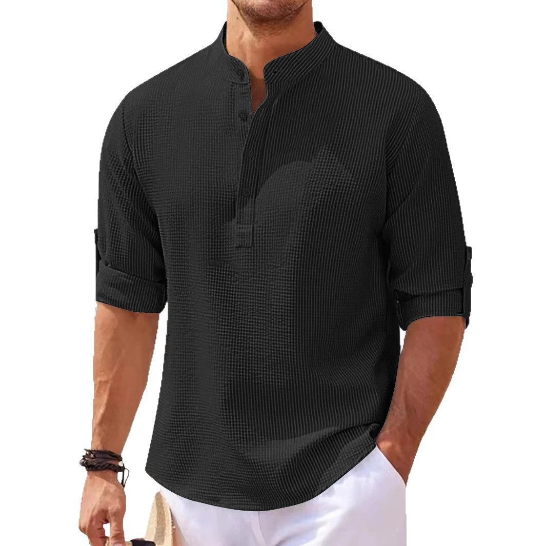 Chemise décontractée pour hommes avec col montant et surface texturée Chic und Stil