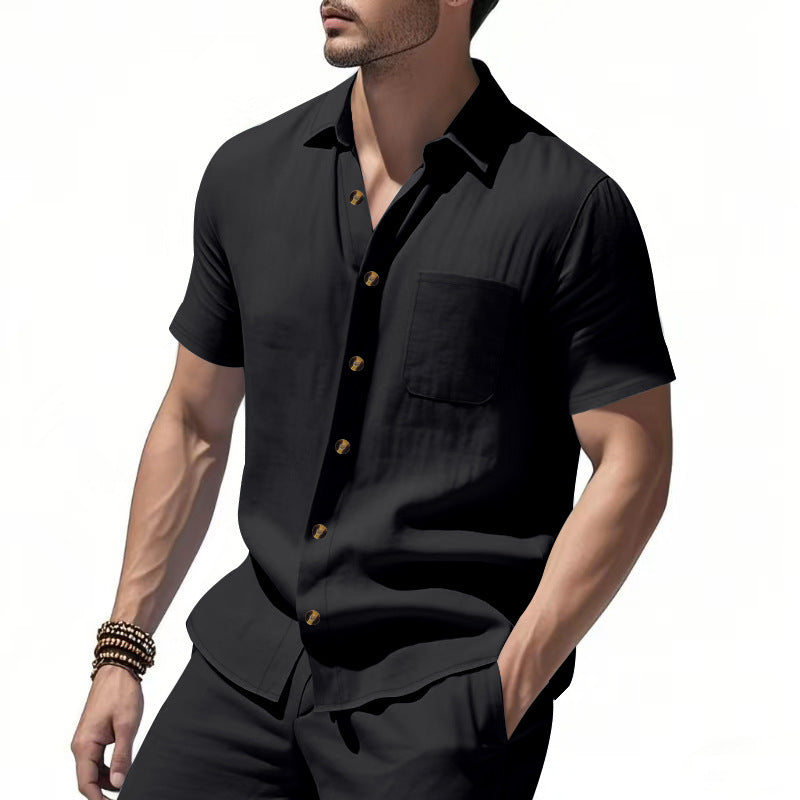 Chemise à manches courtes pour homme avec poche poitrine et détails de boutons à la mode Chic und Stil