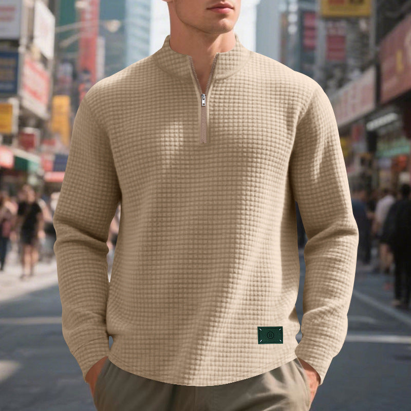 Pull sportif pour hommes avec fermeture éclair et structure Chic und Stil