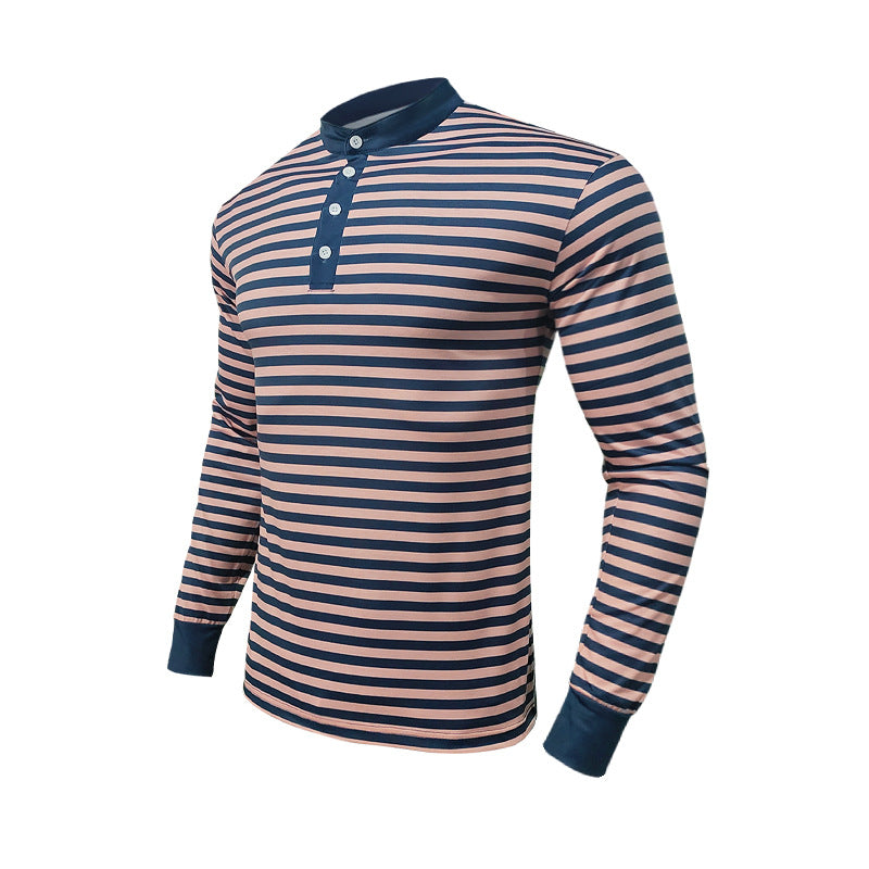 Homme T-shirt Henley à manches longues avec motif en fines rayures et col moderne Chic und Stil
