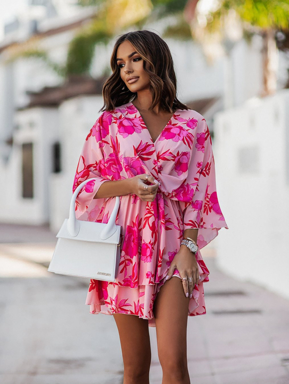 Robe mini fluide à volants pour femmes avec détail à nouer Chic und Stil